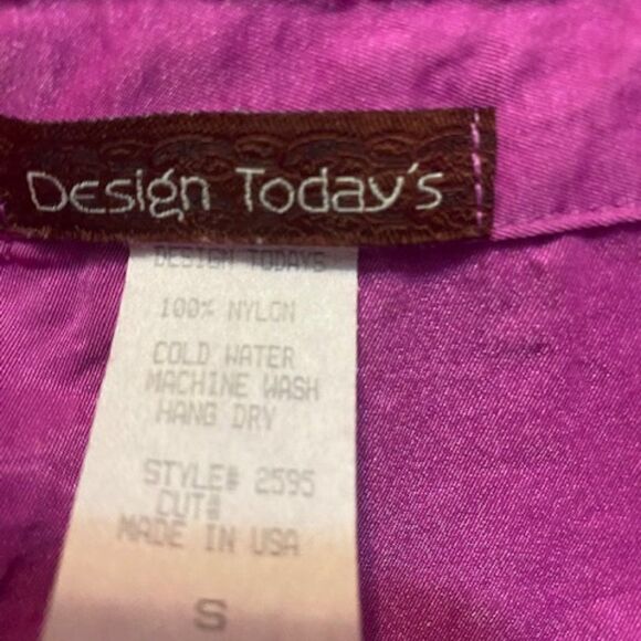 Design Today's Vintage Magenta Pink ruffle collard 3/4 sleeves blazer, size S - Picture 5 of 5